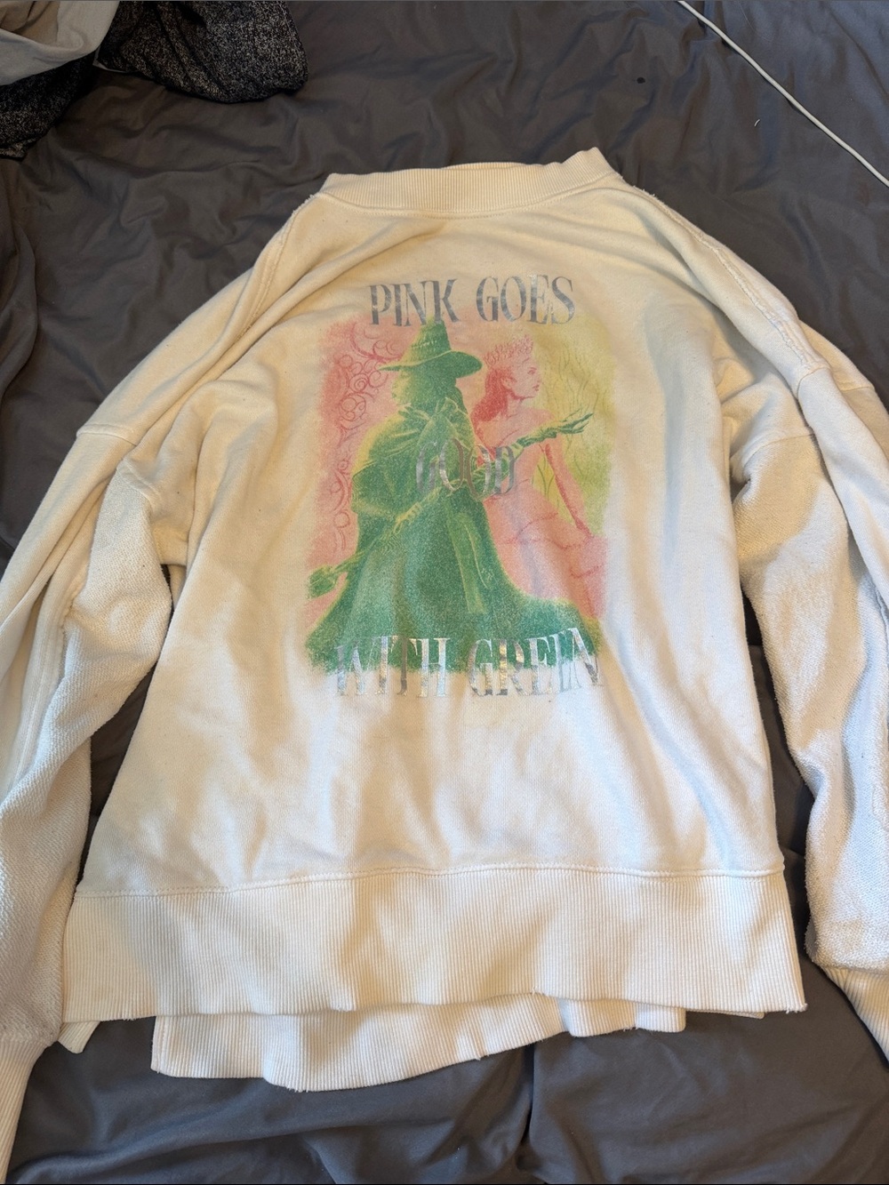 Aerie x wicked Cream Graphic Sweatshirt - 'Pink Goes with green